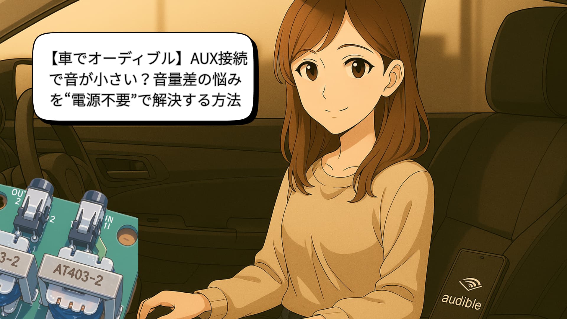 AUXの音量が小さい悩み解決、快適に車でオーディブルを楽しむ
